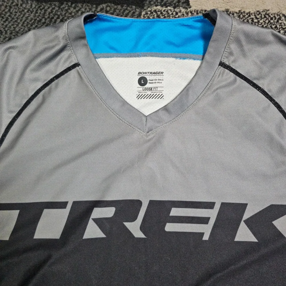 Trek Bontrager Cycling Jersey Mens Large Grey Charcoal Loose Fit Excellent